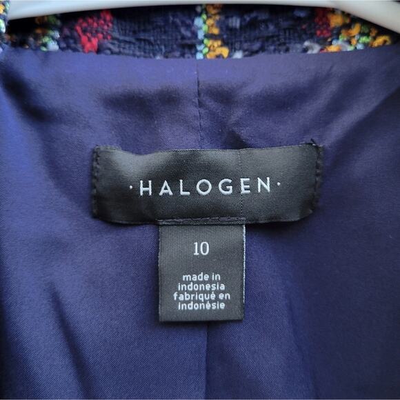 Halogen Plaid Tweed Blazer Jacket size 10 Navy Orange - Picture 8 of 8